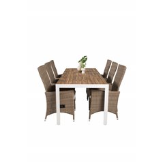 Bois Dining table 205*90cm - White Alu / Acacia , Padova Chair (Recliner) - Nature/Nature_6