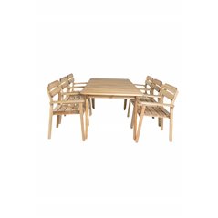 Marion Dining Table - 180*90*H74 - Acacia, Marion Stackable Armchair - Acacia