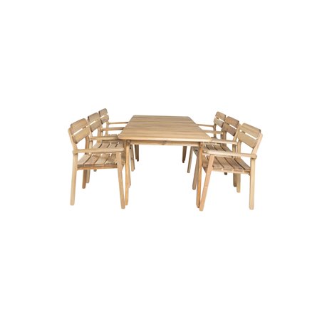 Marion Dining Table - 180*90*H74 - Acacia, Marion Stackable Armchair - Acacia