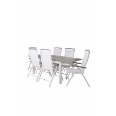 Albany Table - 160/240 - White/GreyAlbany 5:pos Stol - Vit Aluminium/vit textilene/aintwood_6