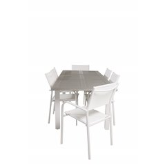 Albany Table - 160/240 - White/GreySantorini Arm Chair (Stackable) - White Alu / White Textilene_6