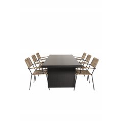 Padova Table 200*100 - Black/Glass, Lindos - Armchair - Black Alu / Latte Rope_6