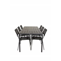 Break Table 205*90 – Black/Black, Lindos Armchair – Black Alu/Black Rope