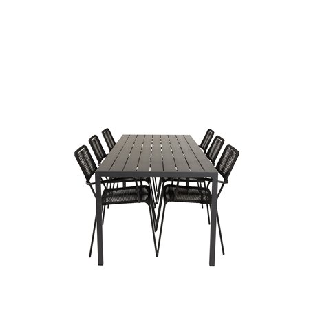 Break Table 205*90 - Black/Black, Lindos Armchair - Black Alu / Black Rope_6