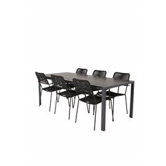 Break Table 205*90 – Black/Black, Lindos Armchair – Black Alu/Black Rope