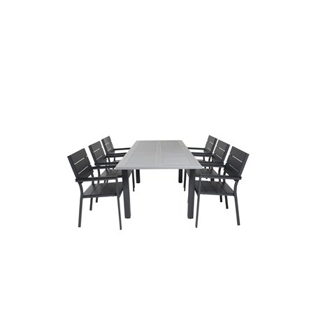 Albany Table - 160/240 - Black/Grey, Levels Chair (stackable) - Black Alu / Black Aintwood_6