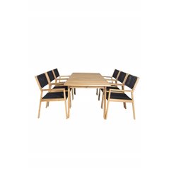 Marion Dining Table - 180*90*H74 - Acacia, Little John Dining Chair - Black Rope / Acacia _6