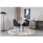 Plaza Round Table 100 cm - White top / White Legs, Polar Dining Chair - White Legs - Black Fabric_4