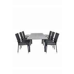 Albany Table - 160/240 - Black/Grey, Anna Chair - Black_6