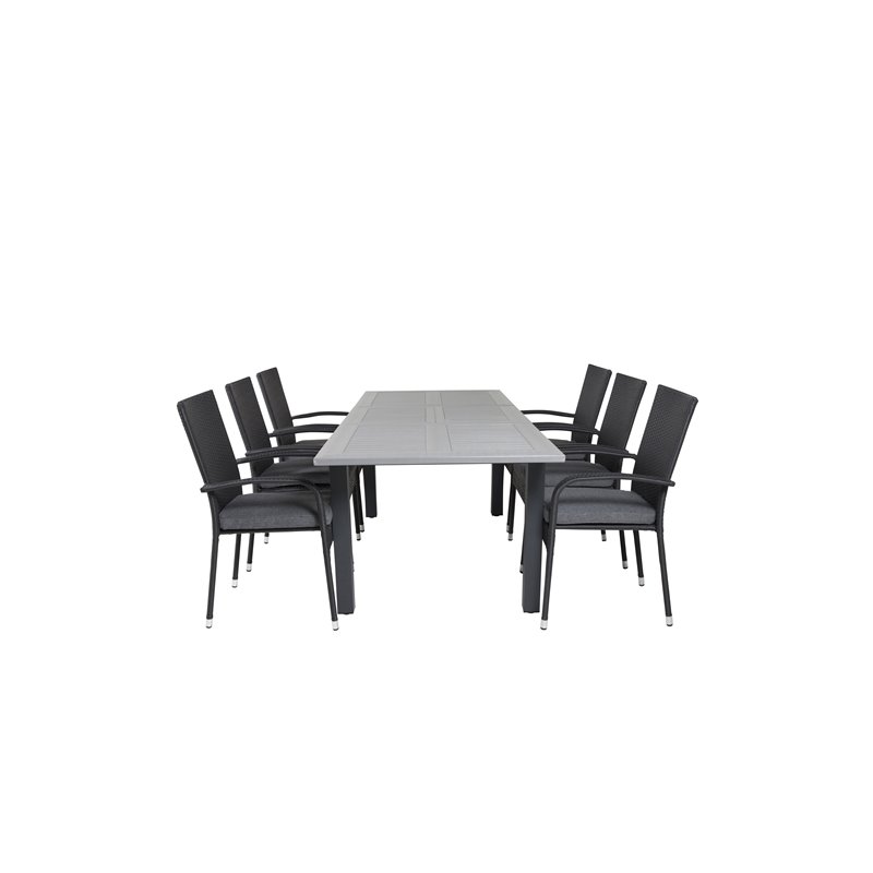 Albany Table - 160/240 - Black/Grey, Anna Chair Black_6