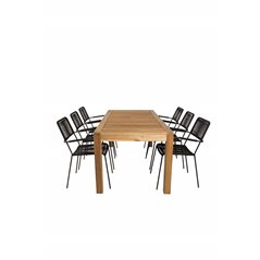 Peter Dining Table - 200*90*H76 - Acacia, Lindos Armchair - Black Alu / Black Rope_6