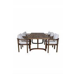 Erica Dining table acacia wire brushed 214*100, Erica Dinning chair-acacia wire brushed/off white cushion_6
