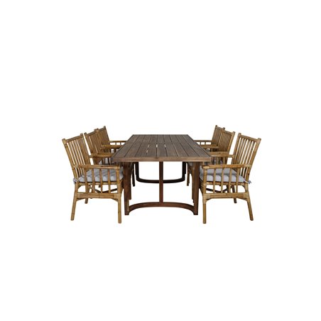 Erica Dining table acacia wire brushed 214*100, Cane Karmstol_6