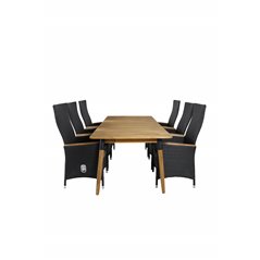 Julian Dining Table - Acasia - 210*100cm, Padova Chair (Recliner) - Black/Teak_6