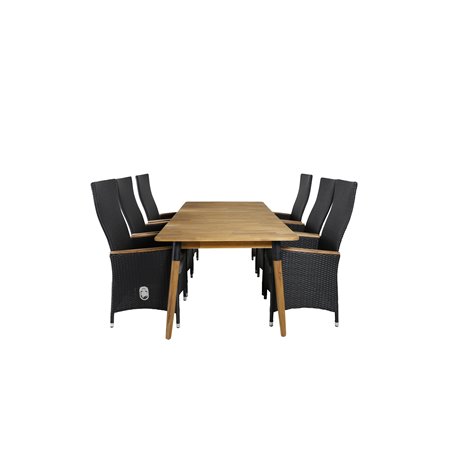 Julian Dining Table - Acasia - 210*100cm, Padova Chair (Recliner) - Black/Teak_6