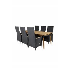 Julian Dining Table - Acasia - 210*100cm, Padova Chair (Recliner) - Black/Teak_6