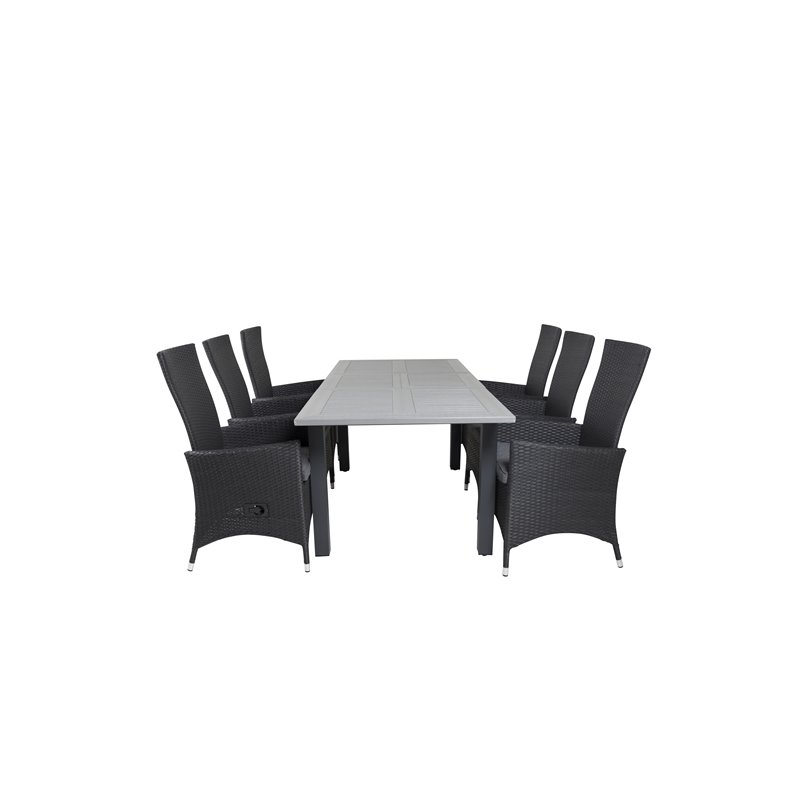 Albany Table - 160/240 - Black/Grey, Padova Chair - Black/Grey_6