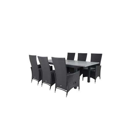 Albany Table - 160/240 - Black/Grey, Padova Chair - Black/Grey_6