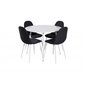 Plaza Round Table 100 cm - White top / White Legs, Polar Dining Chair - White Legs - Black Fabric_4