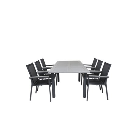 Albany Table - 160/240 - Black/Grey, Parma Chair - Black/Grey_6