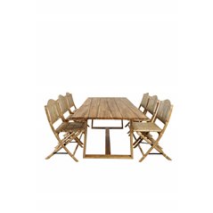 Plankton - Dining Table acacia - 220*100, Cane Foldable dining Chair - Bamboo / Grey Cushion_6