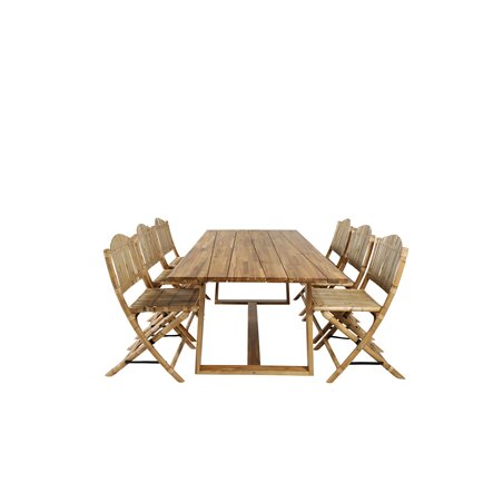 Plankton - Dining Table acacia - 220*100, Cane Foldable dining Chair - Bamboo / Grey Cushion_6