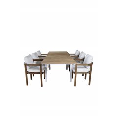 Mexico Table 180/240 - White/Teak, Erica Dinning chair-acacia wire brushed/off white cushion_6