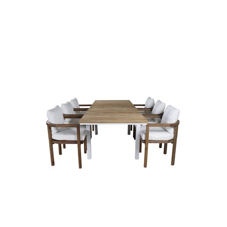 Mexico Table 180/240 - White/Teak, Erica Dinning chair-acacia wire brushed/off white cushion_6