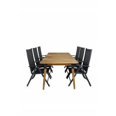 Julian Dining Table - Acasia - 210*100cm, Break 5:pos Chair - Black/Black_6