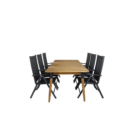 Julian Dining Table - Acasia - 210*100cm, Break 5:pos Chair - Black/Black_6