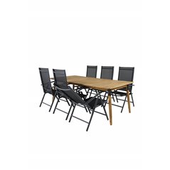 Julian Dining Table - Acasia - 210*100cm, Break 5:pos Chair - Black/Black_6