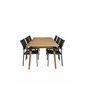 Julian Spisebord - Acasia - 210 * 100cm, San torini Arm Chair (stabelbar) - Sort alu / Sort Textilene_6