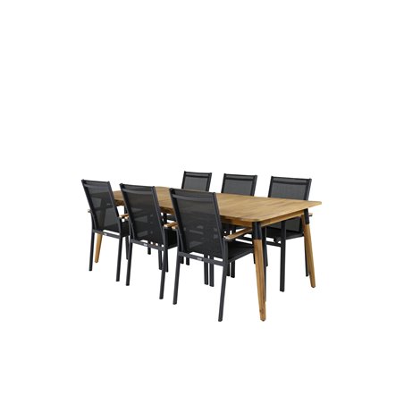Julian Dining Table - Acasia - 210*100cm, Texas Chair Musta/Teak_6