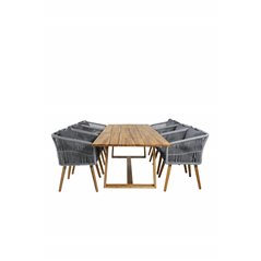 Plankton - Dining Table acacia - 220*100, Chania Armchair - Grey/Acacia_6