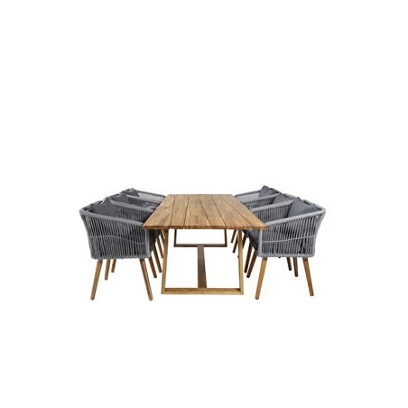 Plankton - Dining Table acacia - 220*100, Chania Armchair - Grey/Acacia_6
