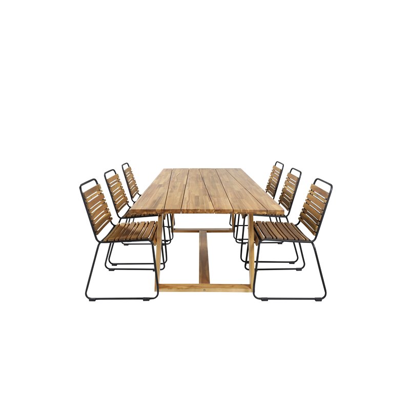 PlaRuokailupöytä - 220*100, Bois Dining Chair - Black Alu / Acacia