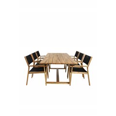 Plankton - Dining Table acacia - 220*100, Little John Dining Chair - Black Rope / Acacia _6
