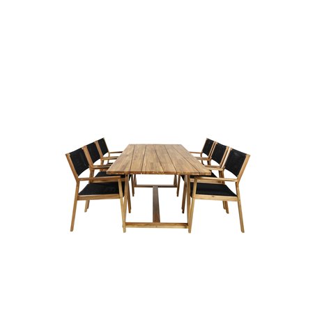 Plankton - Dining Table acacia - 220*100, Little John Dining Chair - Black Rope / Acacia _6