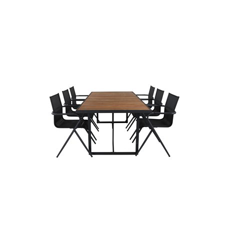 Khung Dining Table - Black Steel / Acacia (teklook) - 200*100cm+Alina Dining Chair - Black Alu / Black Textilene_6