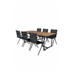 Khung Dining Table - Black Steel / Acacia (teklook) - 200*100cm+Alina Dining Chair - Black Alu / Black Textilene_6