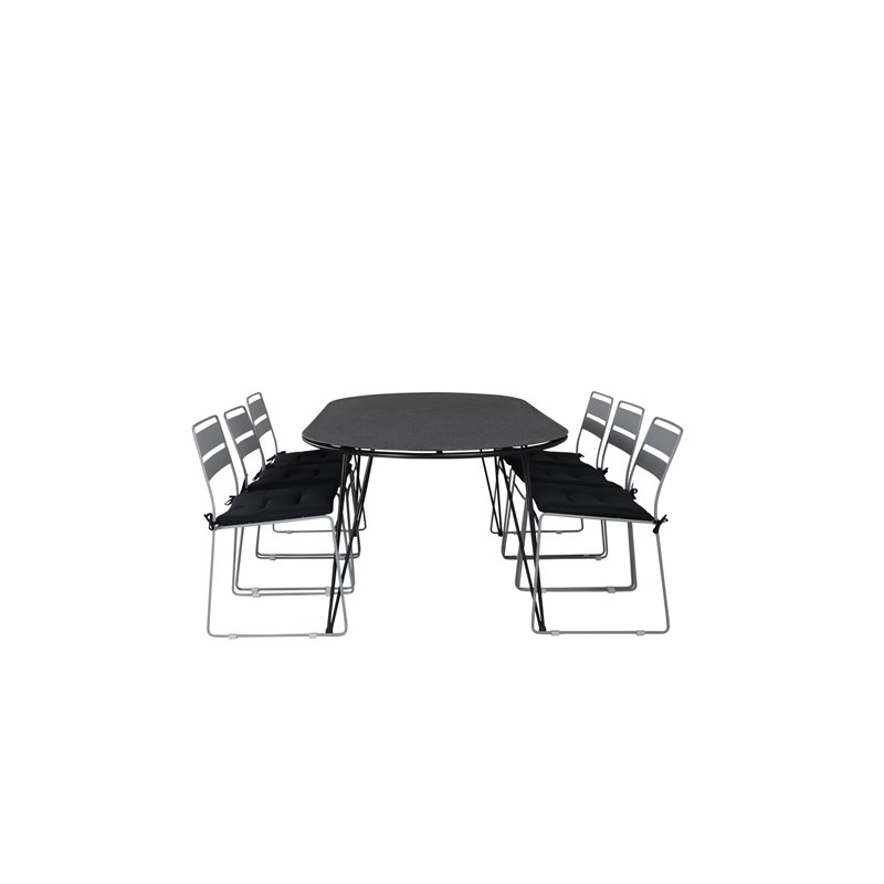 Viga Dining Table - Black Steel / Grey Spray -jäätelö 200*100cm Lina illallinen Tuoli Grey_6