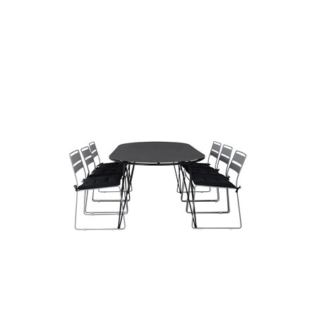 Viga Dining Table - Black Steel / Grey Spray glass - 200*100cm, Lina Dining Chair - Grey_6