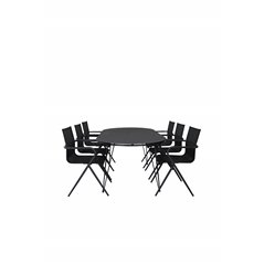 Viga Dining Table - Black Steel / Grey Spray jäätelö - 200*100cm, Alina Dining Chair - Black Alu / Black Textilene_6