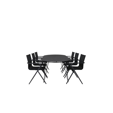 Viga Dining Table - Black Steel / Grey Spray jäätelö - 200*100cm, Alina Dining Chair - Black Alu / Black Textilene_6