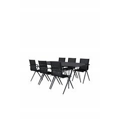 Viga Dining Table - Black Steel / Grey Spray glass - 200*100cm, Alina Dining Chair - Black Alu / Black Textilene_6