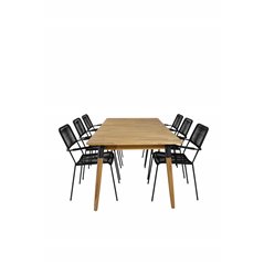 Julian Dining Table - Acasia - 210*100cm, Lindos Armchair - Black Alu / Black Rope