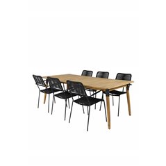 Julian Dining Table - Acasia - 210*100cm, Lindos Armchair - Black Alu / Black Rope