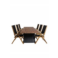 Doory Dining Table - black steel / acacia top in teak look - 250*100cm, Little John foldable Chair - Rope / Acacia_6