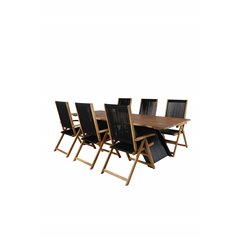 Doory Dining Table - black steel / acacia top in teak look - 250*100cm, Little John foldable Chair - Rope / Acacia_6