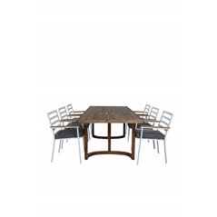 Erica Dining table acacia wire brushed 214*100, Brasilia Karmstol (stapelbar) - Vit Alu / Teak_6